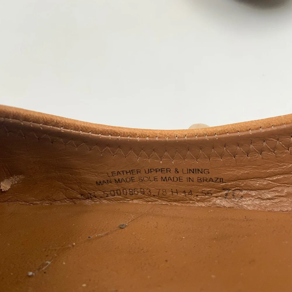 Tory Burch Tan Leather Ballet Flats with Gold Logo Medallion - Classic